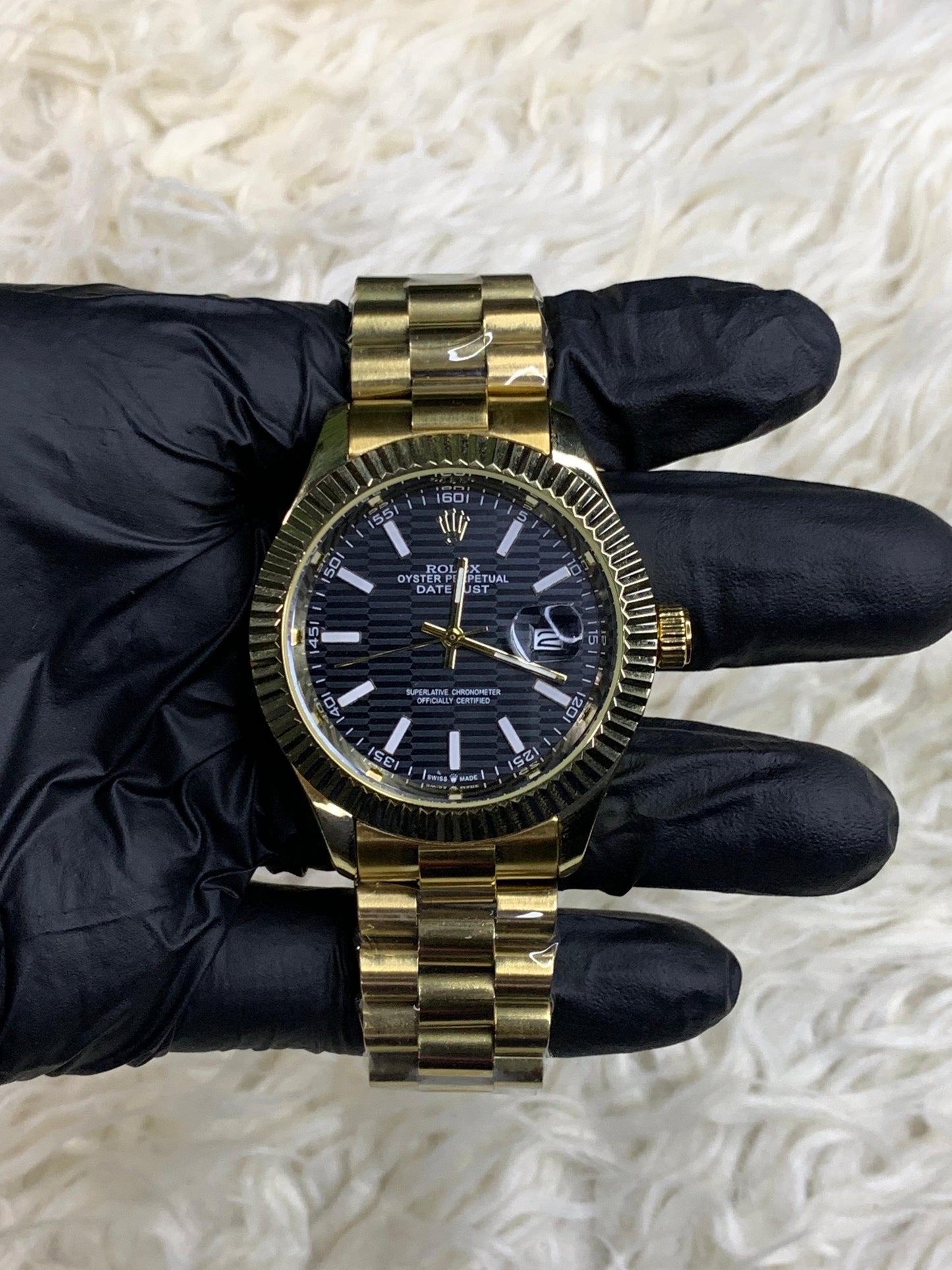 Rlx DateJust Gold Black Dial
