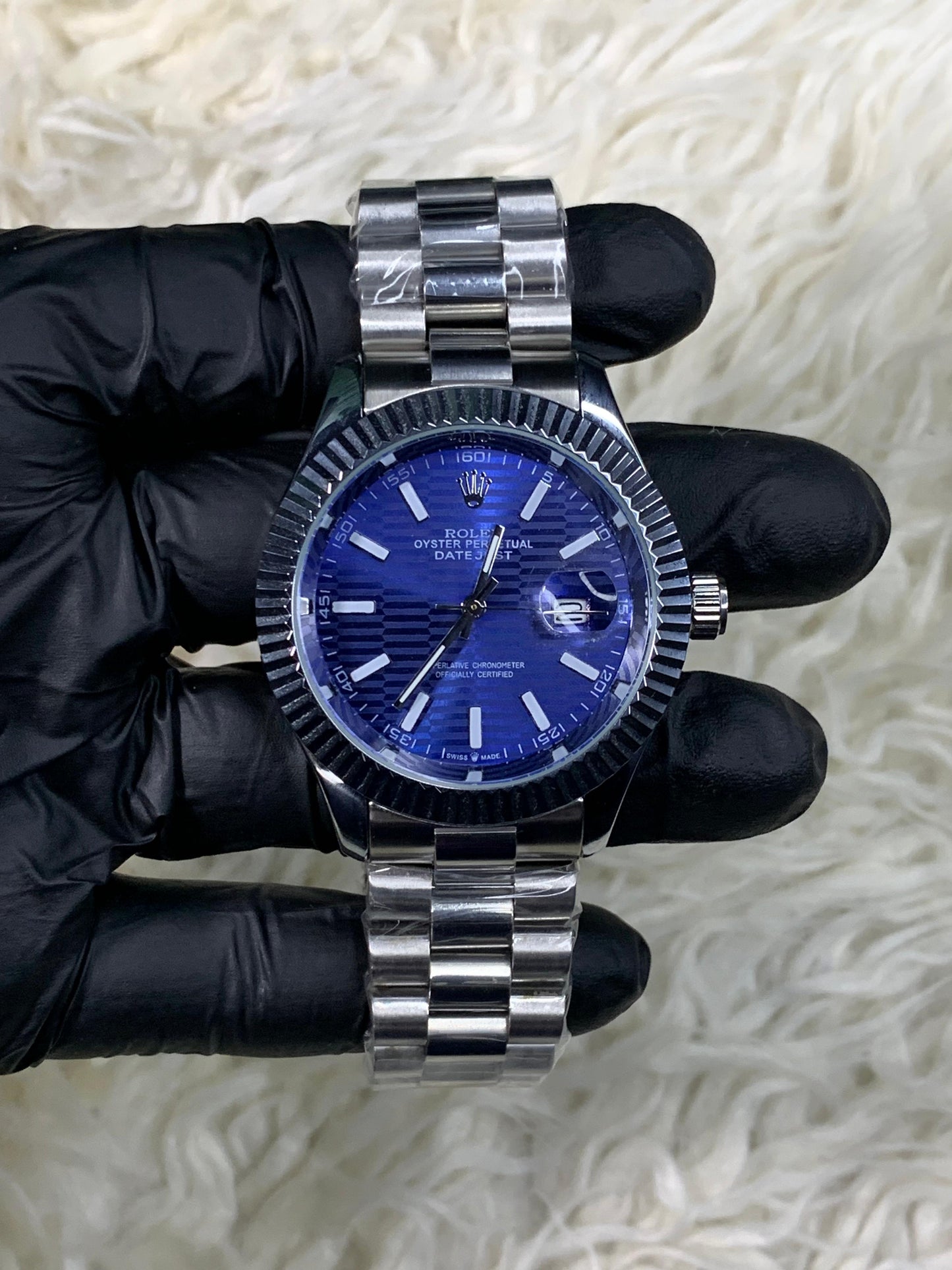 Rlx Datejust Index Silver Blue
