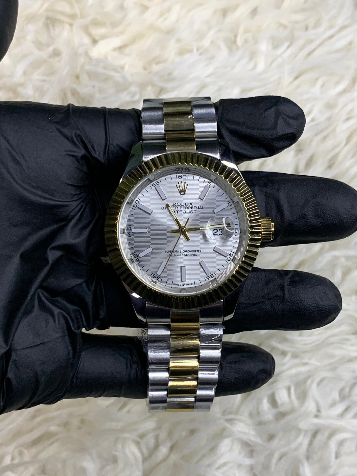 Rlx Datejust Index Two-Tone White