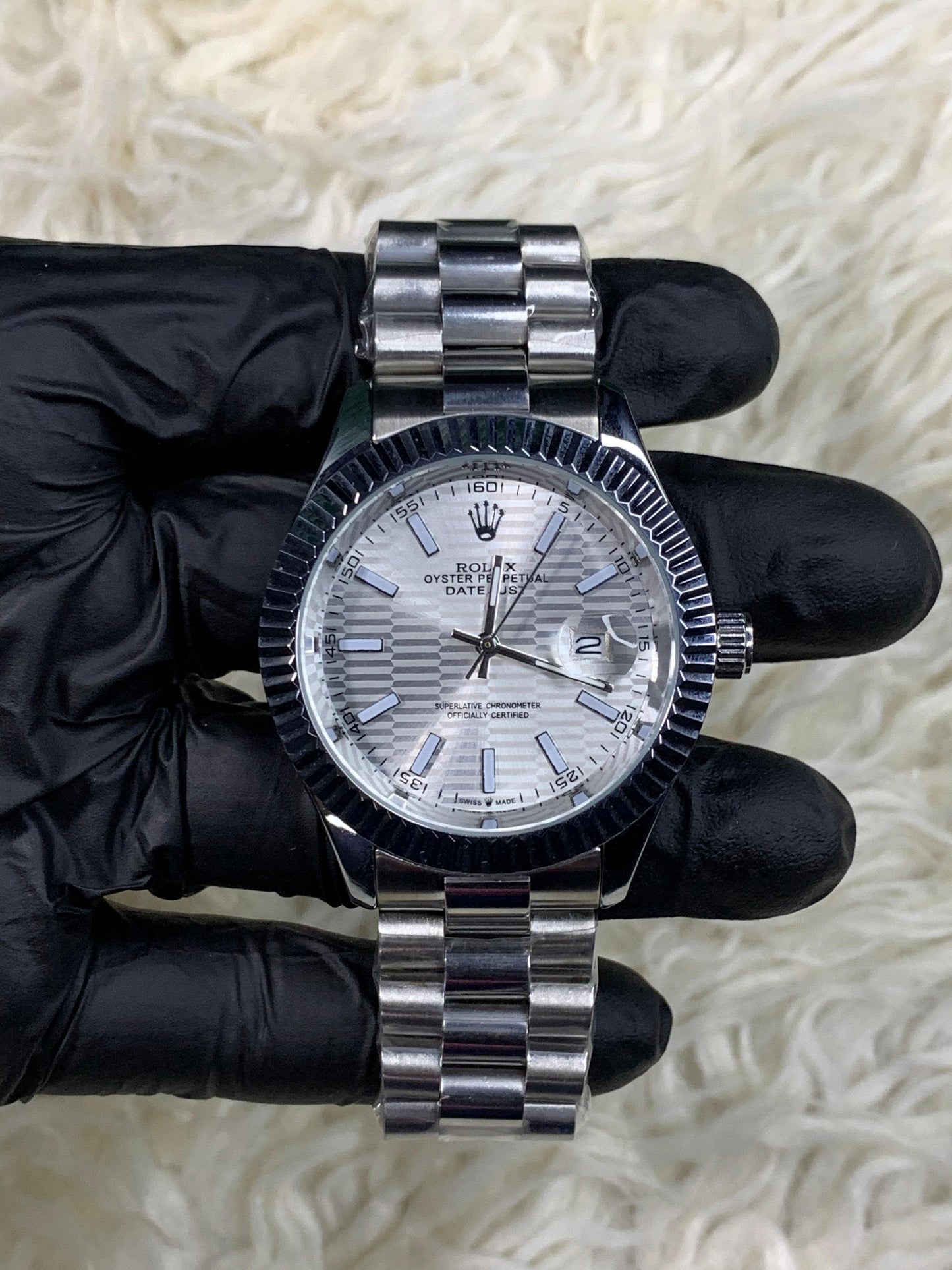 Rlx Datejust Index Silver White