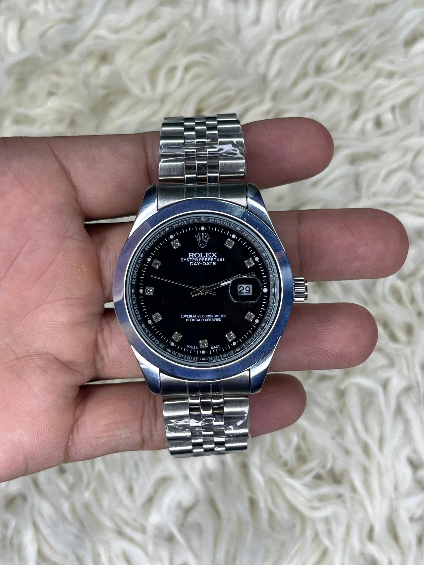 Rlx DateJust Silver Diamond Dial