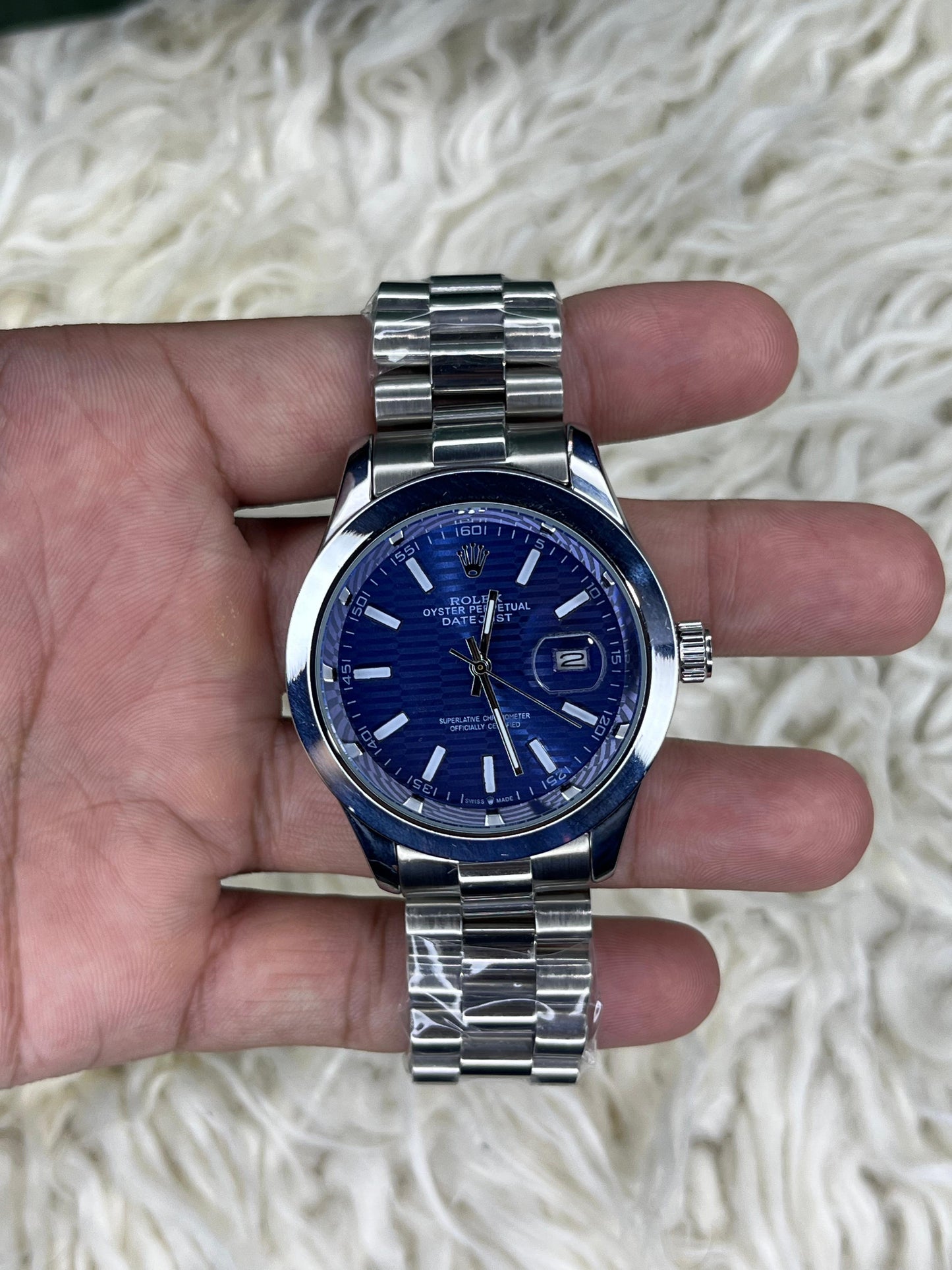 Rlx DateJust Silver Blue Dial