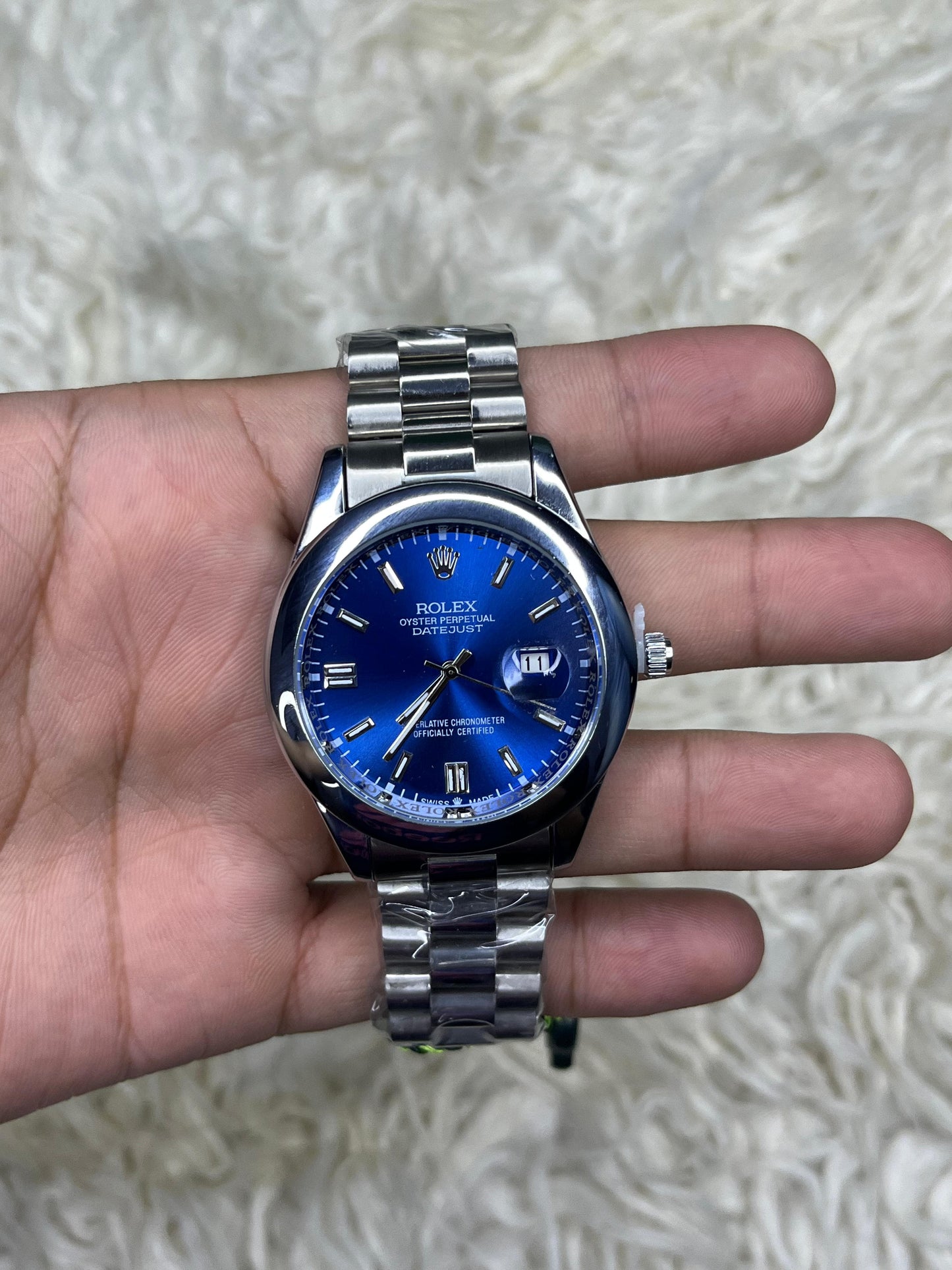 Rlx DateJust Silver Blue Dial