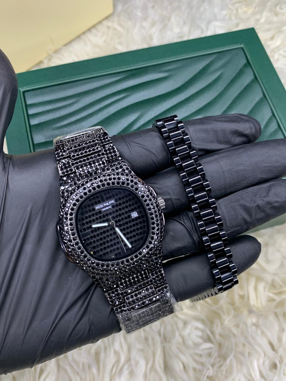 Iced-Out Watch + Bracelet Black Edition