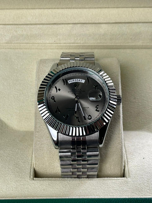 Rlx DayDate Arabic Grey Dial