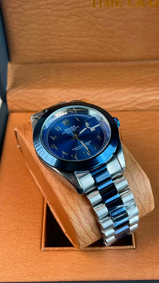 Rlx DateJust Silver Blue Arabic Dial