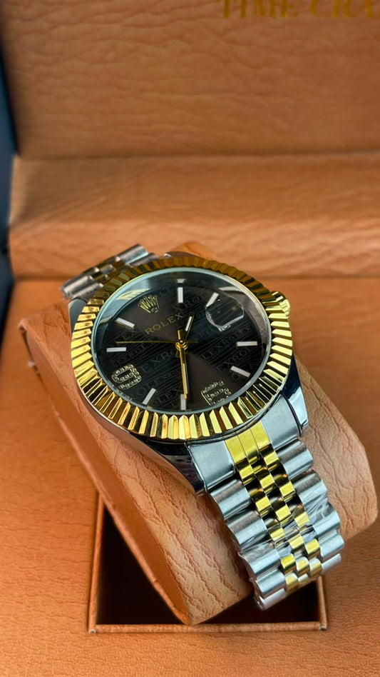 Rlx DateJust Two-Tone Jubilee Black Dial