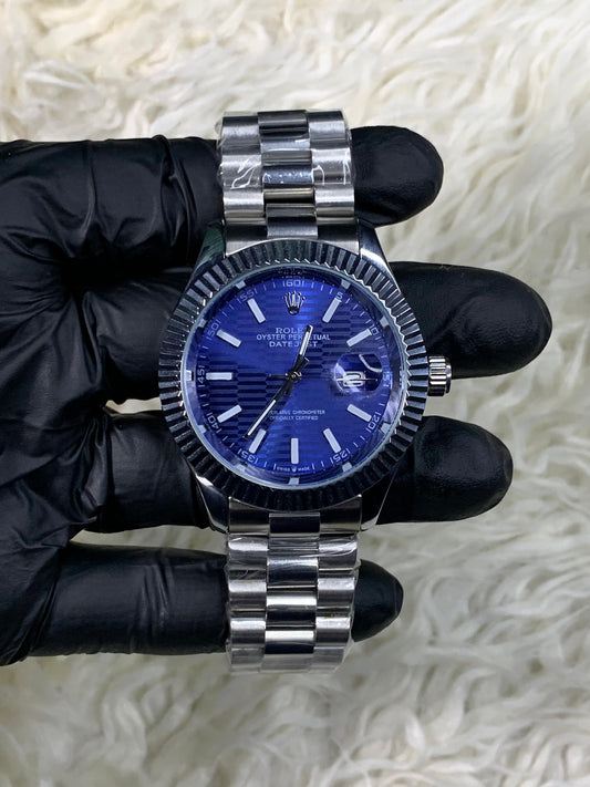 Rlx Datejust Index Silver Blue