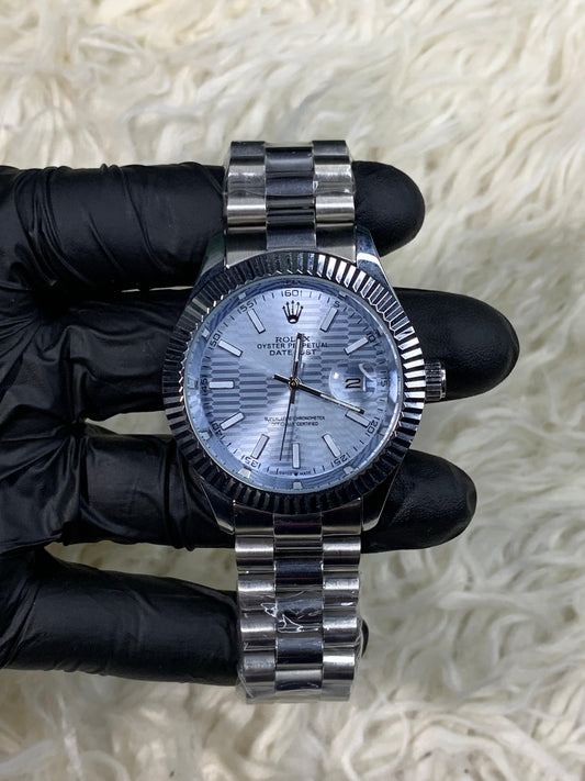 Rlx Datejust Index Silver Ice Blue