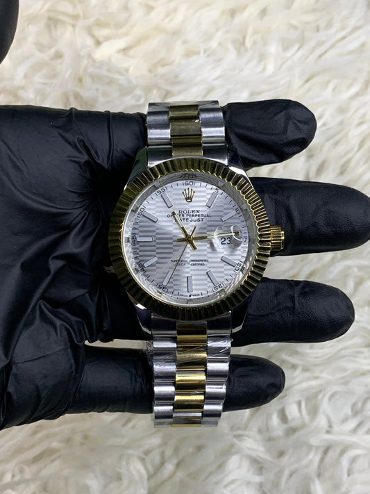 Rlx Datejust Index Two-Tone White