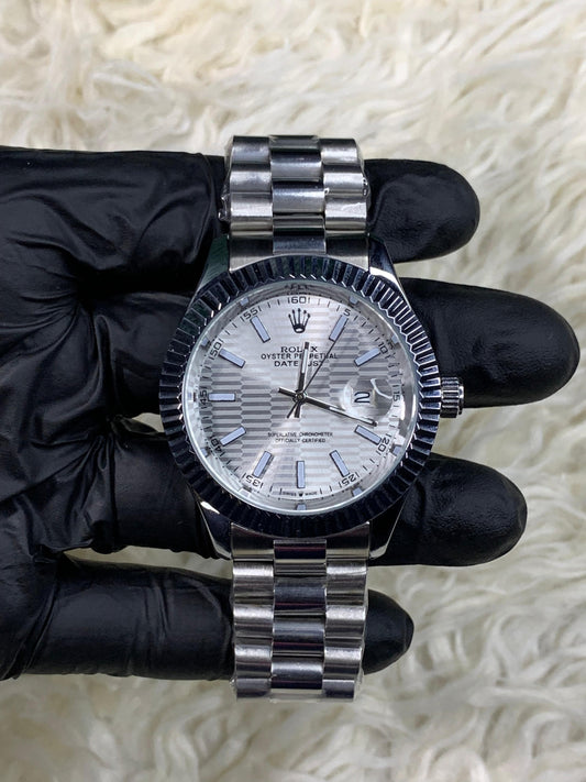 Rlx Datejust Index Silver White