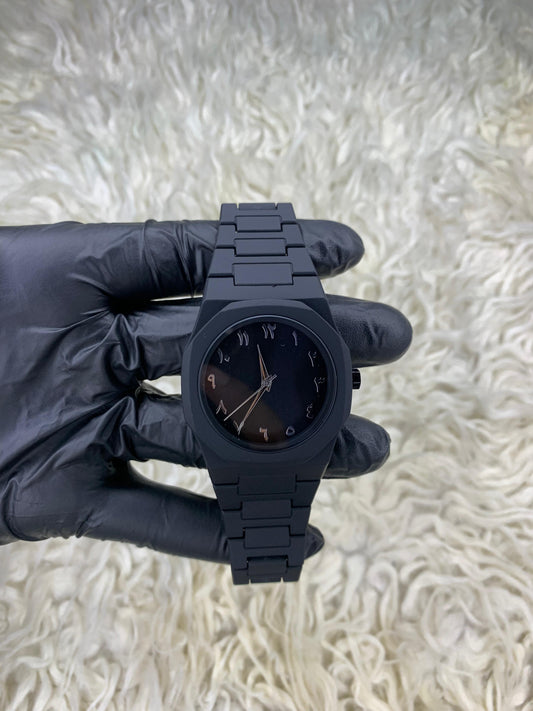 Arabic Aura Black Chain Silver Dial