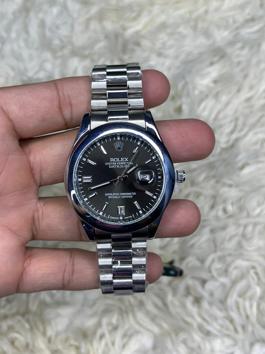 Rlx Datejust Silver Black Dial
