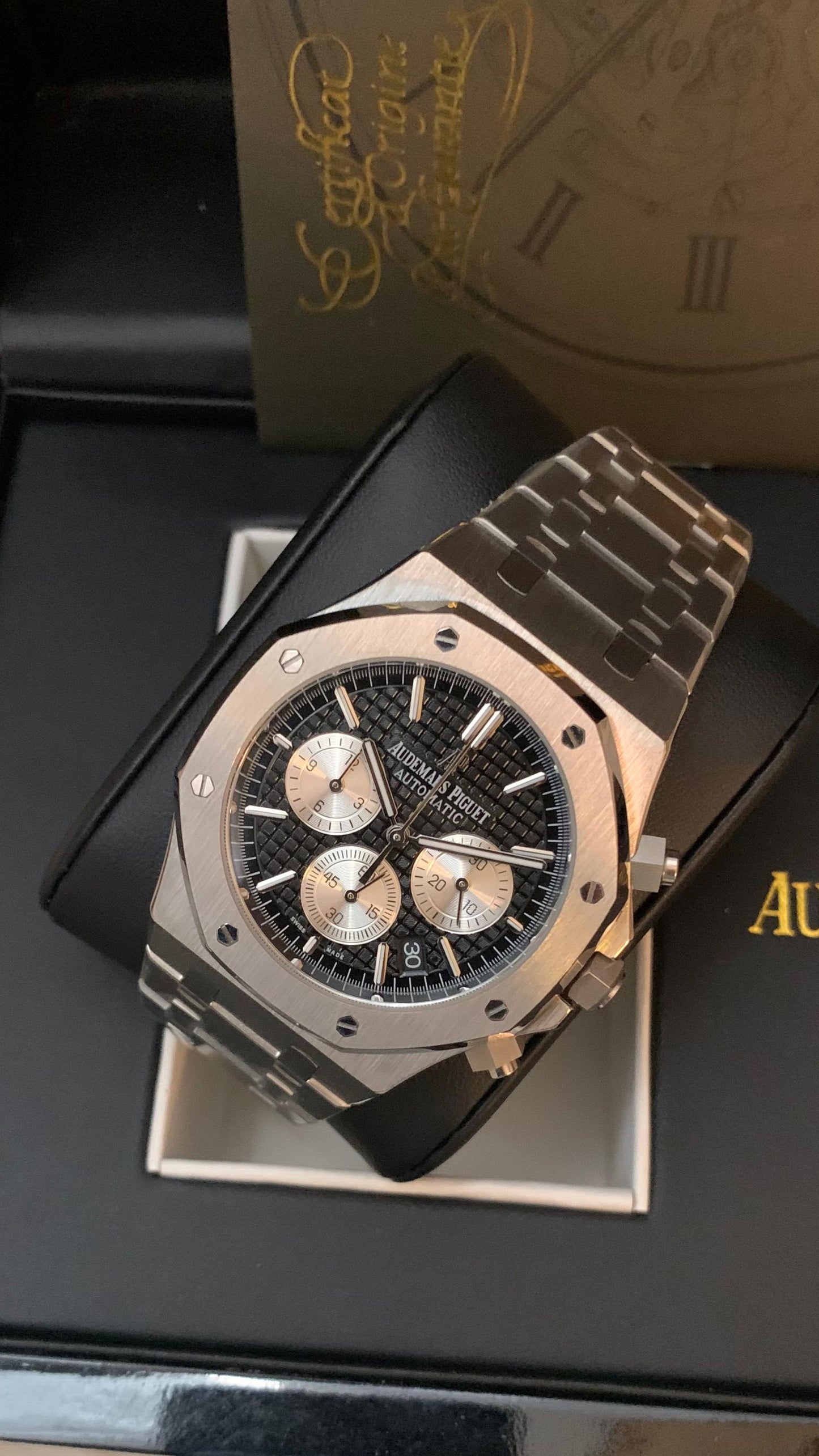 AP Silver-Black Chronograph