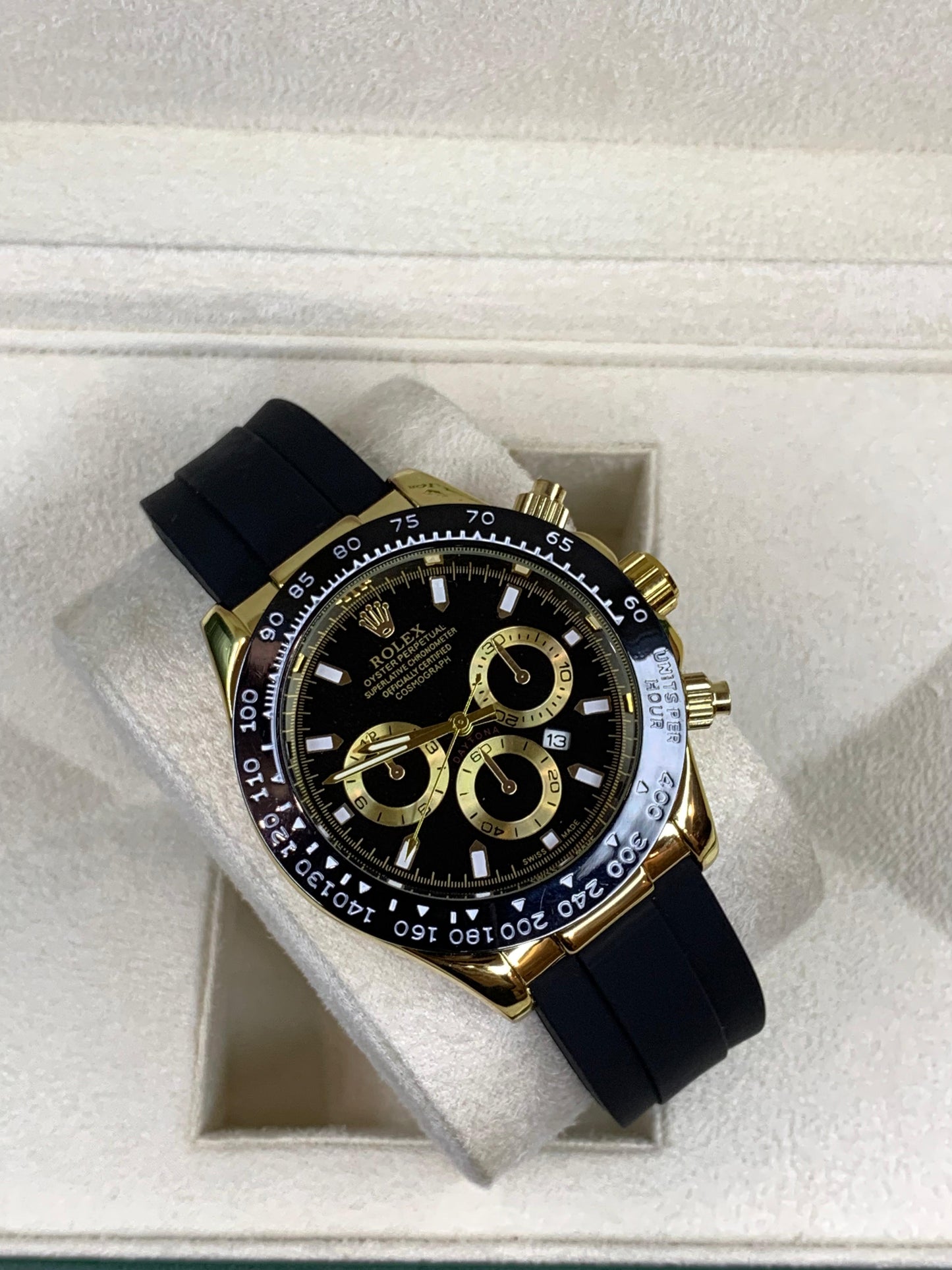 Rlx Daytona Strap Golden Black Dial