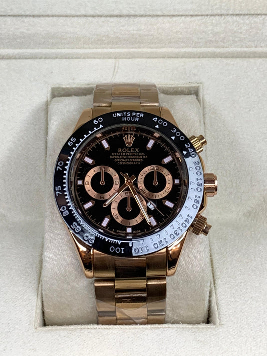 Rlx Daytona Rose Gold Chain Black Dial