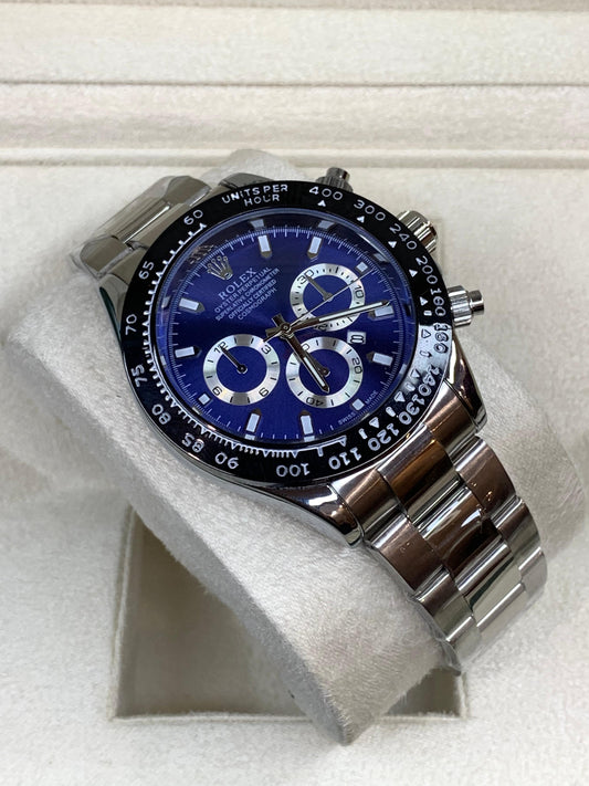 Rlx Daytona Silver With Blue Dial