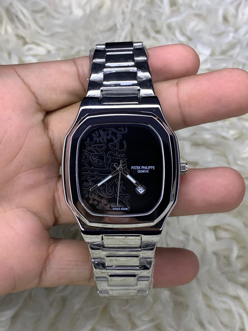Patek Philippe Nautilus Silver Black Arabic Dial