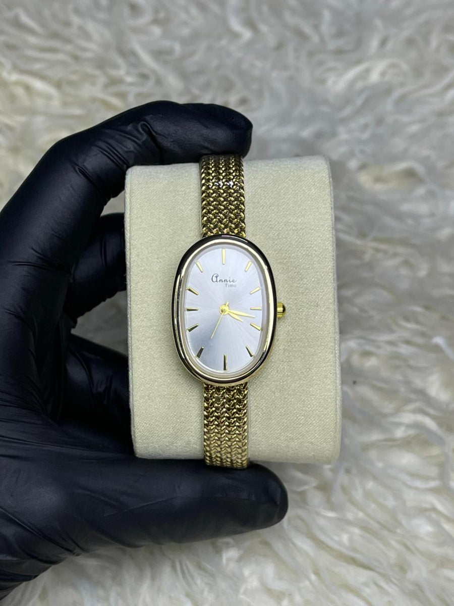 Annie Time Golden Chain White Dial