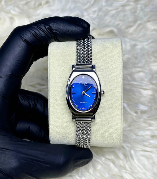 Annie Time Silver Chain Blue Dial