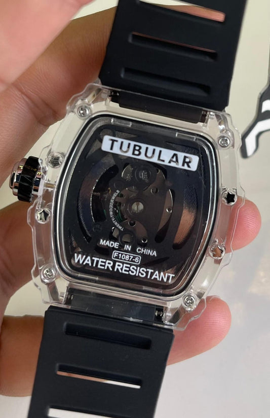 Tubular Rectangular Sport Black Dial