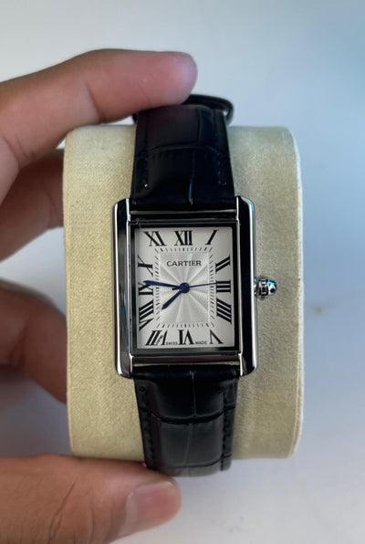 Cartier Tank Silver White And Black Strap