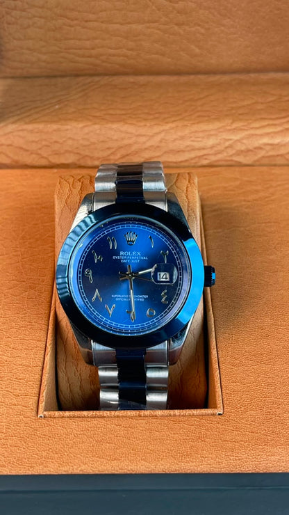 Rlx DateJust Silver Blue Arabic Dial