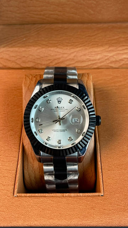 Rlx DateJust Two-Tone Black And White Dial
