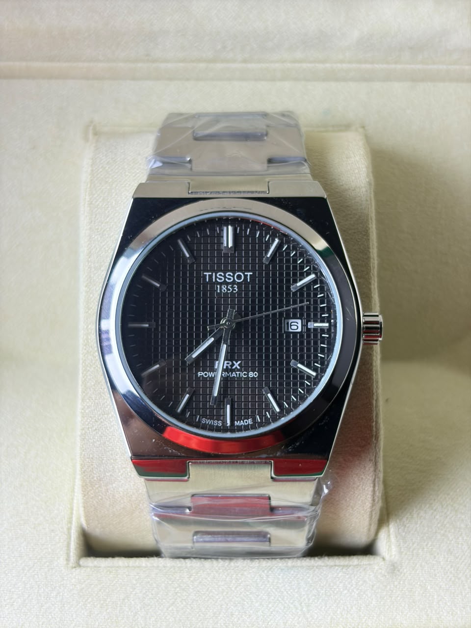 Tissot Prx 1853 Silver Black Textured