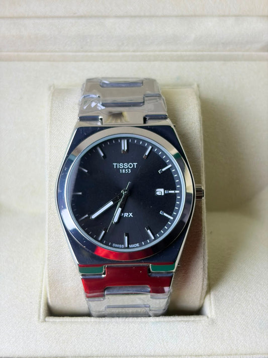 Tissot Prx 1853 Silver Black Dial