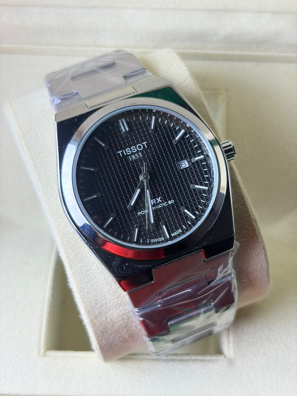 Tissot Prx 1853 Silver Black Textured