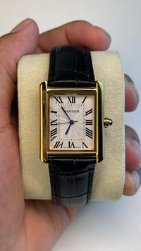 Cartier Tank Golden White And Black Strap